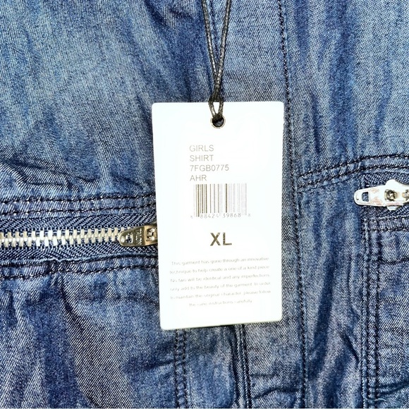 NWT 7 For All Mankind Girls Snap Button Top - Picture 4 of 5